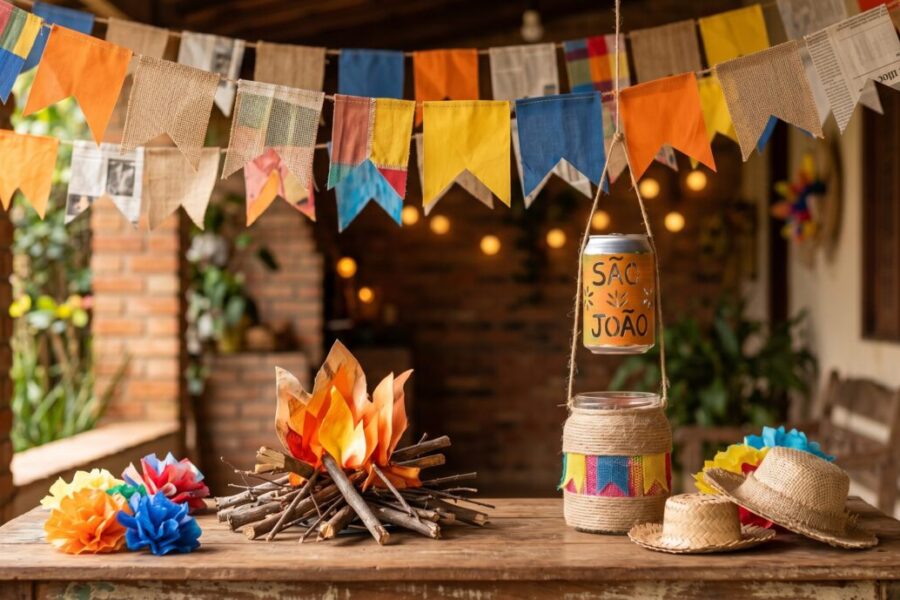 Decoração de São João com material reciclável: ideias quase sem custo
